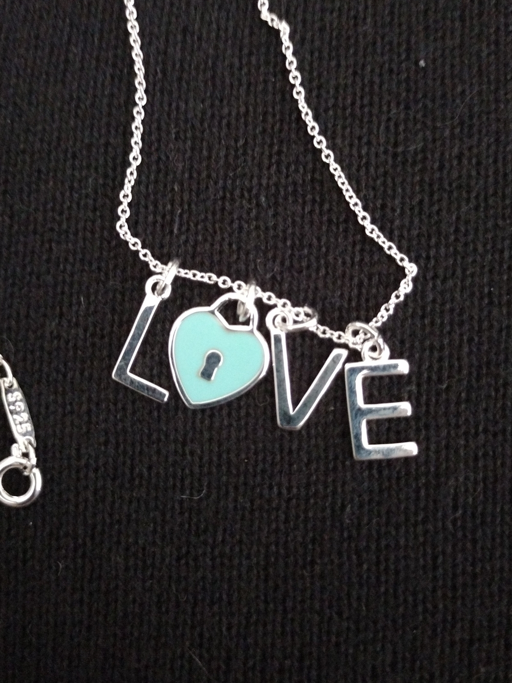*NWOT* Sterling Silver LOVE Pendant Necklace with Turquoise Heart Charm